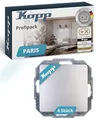 Produktbild: Kopp PARIS Universalschalter in Silber - 4 Stück - Lichtschalter-Unterputz mit 10AX Schaltvermögen - Hochwertiger IP20 Schalter mit Steckklemmen - Stilvoller Wechselschalter-Unterputz 250V~