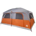 Produktbild: vidaXL Familienzelt für 8 Personen, Campingzelt mit Netzwände, Wasserdicht Gartenzelt mit 2 E-Anschlüssen, Wanderzelt, Grau Orange 185T Polyester