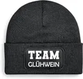 Produktbild: Herzbotschaft Skimütze Strickmütze mit Spruch TEAM GLÜHWEIN (Mütze mit Aufdruck) Unisex SoftTouch angenehm weiche und warme Wintermütze Einheitsgröße