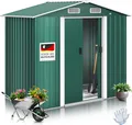 Produktbild: KESSER® XL Metall Gerätehaus 4,2m³ mit Fundament | inkl. Arbeitshandschuhe | 195x131x186cm | 2x Schiebetür & Fundament | Geräteschuppen | Gartenhaus Schrank | Satteldachdach Garten Schuppen