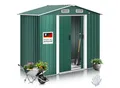 Produktbild: KESSER® XL Metall Gerätehaus 4,2m³ mit Fundament inkl. Arbeitshandschuhe 195x131x186cm 2x Schiebetür & Fundament Geräteschuppen Gartenhaus Schrank Satteldachdach Garten Schuppen