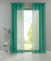 Produktbild: 2er Set Ösengardinen Transparent »Basel« Bleiband HxB 225x140 cm Petrol