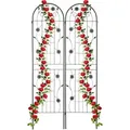 Produktbild: Rankgitter, 2er Set, Hxb 200 X 50 Cm, Metall, Rankhilfe Für Kletterpflanzen, Freistehend, Zum Stecken, Schwarz - Relaxdays