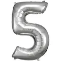 Produktbild: Folienballon Zahl 5 silber 57 cm x 86 cm  Ballons