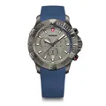 Produktbild: WENGER Herren Armbanduhr Seaforce Chronograph Ø 43 mm, Swiss Made, Analog Quarz, Wasserdicht bis 200 m, Silikon-Armband, Schwarz/Blau, 01.0643.126