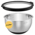 Produktbild: SILBERTHAL Edelstahl Schüssel mit Deckel - 3l Rührschüsseln zum Servieren, Kochen, Backen, Aufbewahren - Rutschfester Boden