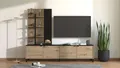 Produktbild: Home affaire Wohnwand Margate inkl.TV-Board und Standregal, 208 cm, mit dekorativen schwarzen Streifen, metallgriffe