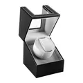 Produktbild: LINGFANSTORE Automatische Uhrenbeweger Box,luxuriöser Single Uhrenbeweger,Uhrengehäuse mit leisem Mabuchi Motor,Batteriebetrieb oder Netzteil PU Leder (Schwarz)