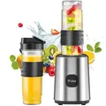 Produktbild: Mixer, Smoothie Maker, Standmixer, 500W Smoothie Mixer mit 2x570ml Smoothie Flaschen BPA frei Tritan,Tragbarer Blender Smoothie Maker aus Edelstahl 4-Klingen-System,für Jede Art von Shake und Smoothie