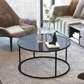 Produktbild: [en.casa] - Couchtisch Kolari aus Rauchglas 45 x Ø80 cm Schwarz/Transparent