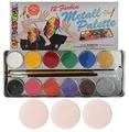 Produktbild: Eulenspiegel 212004 - Profi-Aqua Schminke, 12 Farben, 2 Profi-Pinsel, Metall-Palette