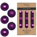 Produktbild: 30 Weihnachtskugeln Glas 6cm matt & glänzend Christbaumkugeln Weihnachtsbaumkugeln Weihnachten Christbaumschmuck Weihnachtsbaumschmuck Lila Purpur