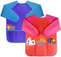 Produktbild: 2Pcs Malschürze Kinder Malkittel Bastelschürze 2-8 Jahre Langarm mit Klettver...