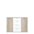 Produktbild: FORTE Winnie Kommode mit 2 Türen und 4 Schubladen, Holzwerkstoff, Sonoma Eiche / Weiß, B x H x T: 129,6 x 93 x 38 cm