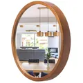 Produktbild: STOLARNIA PIKA Wandspiegel mit Holzrahmen (∅37 cm) - Spiegel Rund Holz Rustikal - Kleine Runder Bad Spiegel für Badezimmer, Flur, Wohnzimmer, Schlafzimmer - Stilvoller 40 cm Badspiegel LEJA