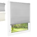Produktbild: FOXX Thermo Rollo [FÜR Fenster OHNE Bohren] 50x140 cm Grau/Innenrollo Verdunklungsrollo als Sichtschutz/Klemmfix Montage/Für Schlafzimmer, Wohnzimmer, Küche, Büro, Kinderzimmer
