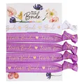 Produktbild: heaven+paper JGA 5 Armbänder im Set Team Bride als Accessoire und Deko zum Junggesellenabschied für Frauen edel in lila mit rosegold weich und hochwertig