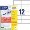Produktbild: AVERY Zweckform 6175-65 Adressaufkleber (600 plus 180 Klebeetiketten extra, 105x48mm auf A4, Papier matt, bedruckbare Absenderetiketten, selbstklebende Adressetiketten mit ultragrip) 65 Blatt, weiß