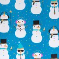 Produktbild: Geschenkpapier coole Schneemänner Motiv 70cm x 2m Rolle Blau / Weiß