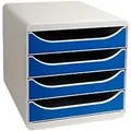 Produktbild: Exacompta Schubladenbox PS (Polystyrol) Blau, Hellgrau 4 Schübe 27,8 x 34,7 x 26,7 cm DIN A4+