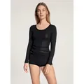 Produktbild: CALIDA Langarmshirt True Confidence Rundhals, Feinripp, atmungsaktiv, Wellensaum schwarz S (40/42)