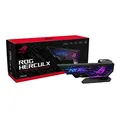 Produktbild: ASUS ROG Herculx Grafikkartenhalter (Stützhöhe 72-128 mm, Montage ohne Werkzeug, integrierte Wasserwaage, Aura Sync, Schwarz)