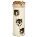 Produktbild: PawHut Kratztonne 96 cm Hoch Ø 38 cm vierstöckige Katzentonne mit Plüschrand, abnehmbarem und waschbarem Plüschbett, Katzenhöhle, Kratzbaum für Katzen unter 6 kg, Cremeweiß