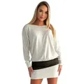 Produktbild: Mississhop Partykleid Damen Minikleid festlich Glitzer Kleid Pulli Tunika S M L XL XXL 9531 weiß S (36)