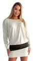 Produktbild: Mississhop 95-31 Damen Minikleid festlich Glitzer Kleid Pulli Tunika Creme S