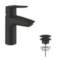 Produktbild: GROHE Start, Waschtischarmatur wassersparend (Wasserhahn für das Bad, Badarmatur mit Pop-Up Ablauf, 17cm hoch, mit 3in1 Werkzeug, einfache Installation am Waschbecken), schwarz, 235502432