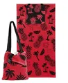 Produktbild: Delindo Lifestyle Frottee Strandtuch mit integrierter Schulter Tasche rot, 100% Baumwolle, Strandlaken in 90x170 cm