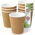 Produktbild: DeinPack 25 Riffelbecher 200 ml doppelwandig  to Go Pappbecher aus braunem Kraftkarton  Kaffeebecher