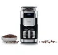 Produktbild: Severin Kaffeemaschine mit Mahlwerk, Kaffeeautomat mit Glaskanne und Timer-Funktion, auch als Filterkaffeemaschine, für bis zu 10 Tassen Kaffee, 1000 Watt, schwarz, Edelstahl, KA 4813