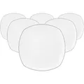 Produktbild: Seltmann Weiden Lido Black Line Speiseteller 6er Set, ø 26 cm, Eckiger Essteller mit schwarzem Rand, Porzellan