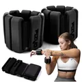 Produktbild: Fizyo Verstellbare Handgelenkgewichte – Set mit 2 Stück Langlebiges tragbares Handgelenk- und Knöchelgewichte für Yoga, Tanz, Barre, Pilates, Cardio, Aerobic, Walkingn (Schwarz, 900g)