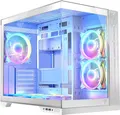 Produktbild: MODECOM VOLCANO PANORAMA 5F Weiß PC Gehäuse ATX Midi Tower | Gaming Computergehäuse mit 5 ARGB-Lüfter | ARGB-Controller | Platz für 400 mm GPU & 360 mm Wasserkühlung
