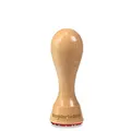 Produktbild: Personalisierbarer runder Holzstempel Ø 30mm mit eigenem Text und Logo - Stempel aus Holz selbst gestalten - optional mit Stempelkissen