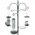 Produktbild: wildtier liebe Vogel Futterstation aus wetterfestem Metall, Höhe 235cm, Grün - Komplettset inkl. Vogeltränke und Futterteller für Mehlwürmer K...