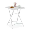 Produktbild: Relaxdays Balkontisch, klappbarer Gartentisch, H x B x T: 74 x 59 x 59 cm, wetterfester Campingtisch, Klapptisch, weiß