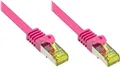 Produktbild: RJ45 Patchkabel mit Cat. 7 Rohkabel und Rastnasenschutz (RNS®), S/FTP, PiMF, 500MHz, magenta, 10m, Good Connections®