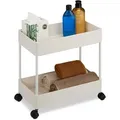 Produktbild: Relaxdays Rollwagen, 2 Etagen, Servierwagen, Küchenwagen, Bad & Büro, Rollregal, HBT: 38x39,5x21,5 cm, Bastelwagen, weiß