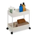 Produktbild: Relaxdays Rollwagen, 2 Etagen, Servierwagen, Küchenwagen, Bad & Büro, Rollregal, HBT: 38x39,5x21,5 cm, Bastelwagen, weiß