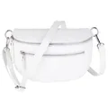Produktbild: MIRROSI® Damen Bauchtasche Umhängetasche 27x14,5x8cm Damen, Made in Italy, aus Echtleder Tasche Echtes Leder, Brusttasche, Crossbody Bag aus echtem Leder (Weiß)