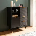 Produktbild: Sideboard FineBuy Kommode Schwarz Eiche Dekor Anrichte Standschrank mit Regal