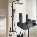 Produktbild: Schwarzes LCD-Duschhalterung-Duschset Regendusche mit Handbrause-Duschsystem