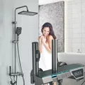 Produktbild: Graue Badezimmer-Duschsäule mit digitaler Anzeige Multifunktions-Brausegarnitur