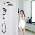 Produktbild: Schwarzes Duschzubehör Duschsystem mit Handbrause Regenbrause Brausegarnitur