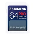 Produktbild: Samsung PRO Ultimate SD-Karte, 64 GB, UHS-I U3, Full HD & 4K UHD, 200 MB/s Lesen, 130 MB/s Schreiben, Speicherkarte für Kamera, PC, Drohne oder Action-Cam, MB-SY64S/WW