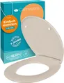 Produktbild: Calmwaters® Premium WC Sitz einfache Montage, Toilettendeckel bis 250 kg, EU, antibakterieller Duroplast, doppelte Absenkautomatik, 2 Montage Optionen, abnehmbar, Klobrille, oval, Pergamon