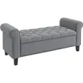 Produktbild: HOMCOM Polsterbank Mehrschichtplatte Gummiholz Grau 126L x 48,5B x 57H cm